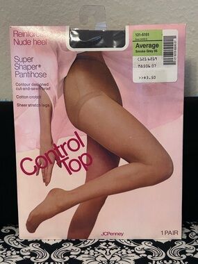 JCPenney Nylons Control Top size AVERAGE Smoke Grey NNU control top pantyhose